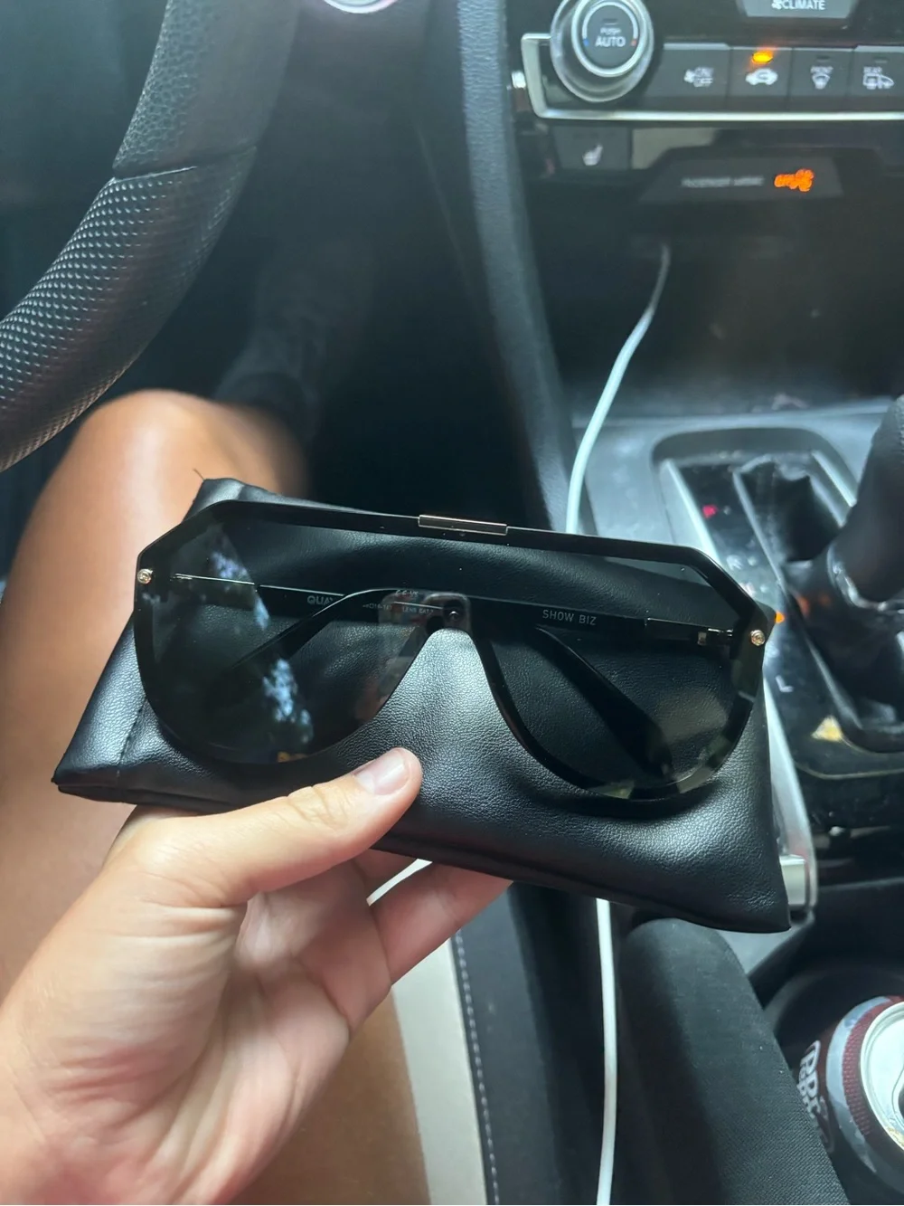 Quay Australia Black Shield Sunglasses with Gold Accents